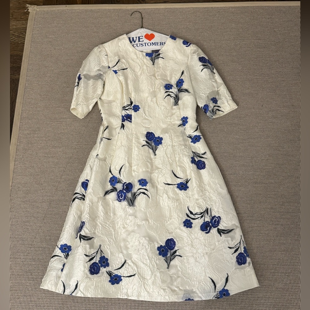 Lela Rose White and Blue Floral Dress